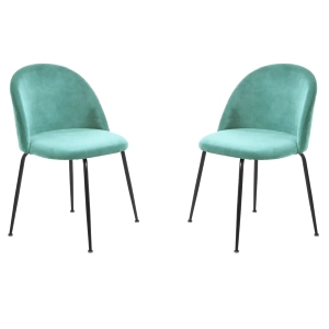 Kitchen chair in Aquamarine velvet and Black metal legs - PARIS 2 chairs