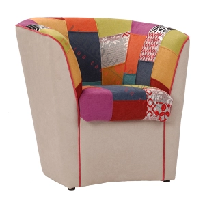 Poltrona in tessuto valentina BEIGE e seduta in patchwork