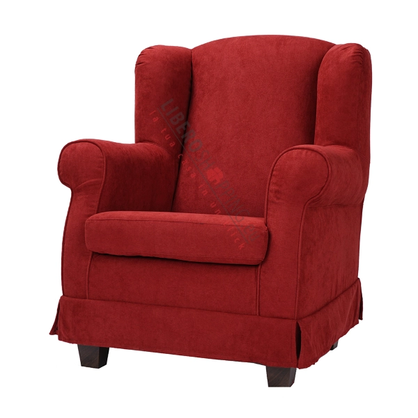 BERGERE padded armchair in Bordeaux removable fabric