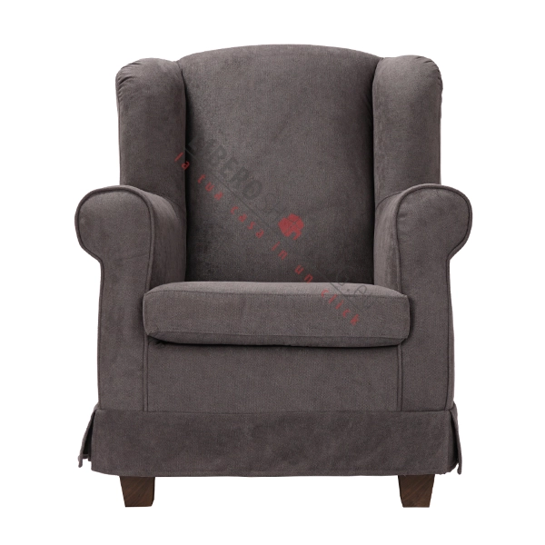BERGERE padded armchair in removable gray fabric