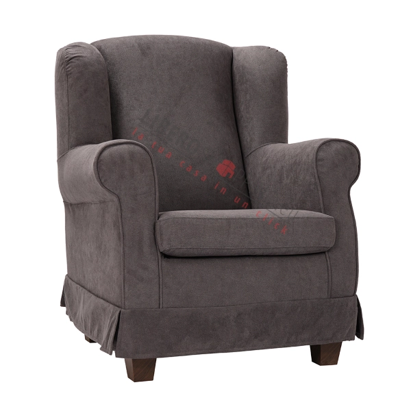 BERGERE padded armchair in removable gray fabric