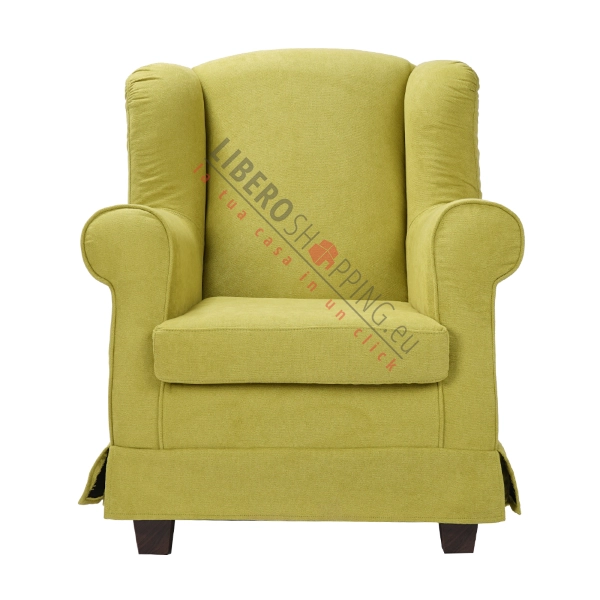BERGERE padded armchair in removable Lime fabric