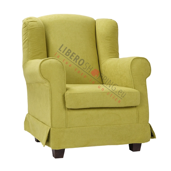 BERGERE padded armchair in removable Lime fabric