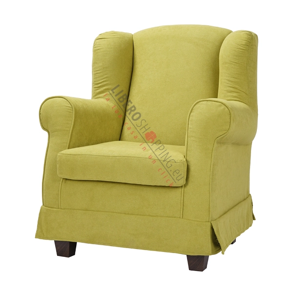 BERGERE padded armchair in removable Lime fabric