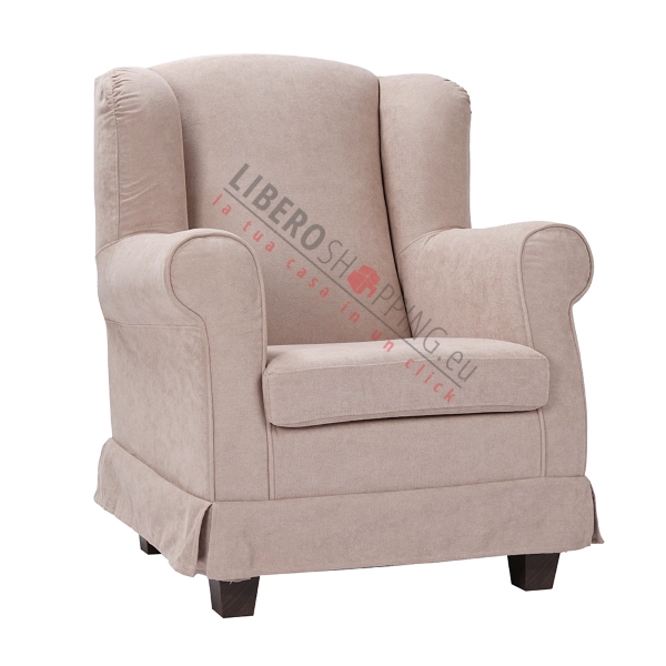 BERGERE padded armchair in Beige removable fabric