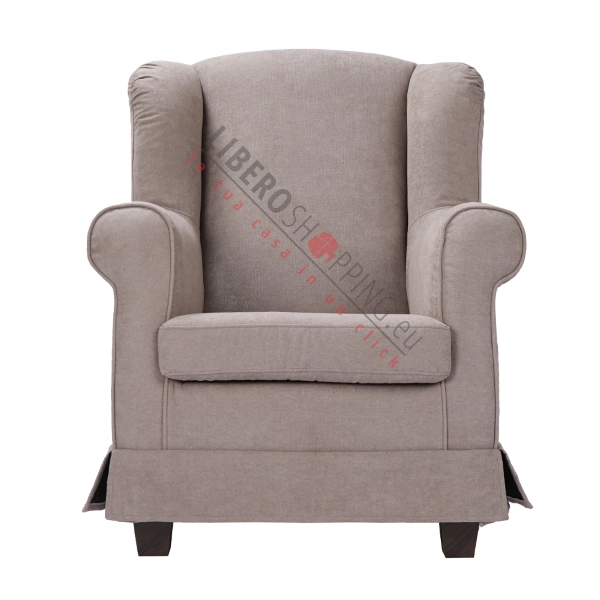 BERGERE padded armchair in removable dove gray fabric