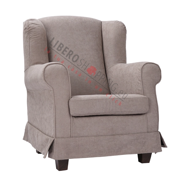BERGERE padded armchair in removable dove gray fabric