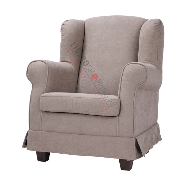 BERGERE padded armchair in removable dove gray fabric
