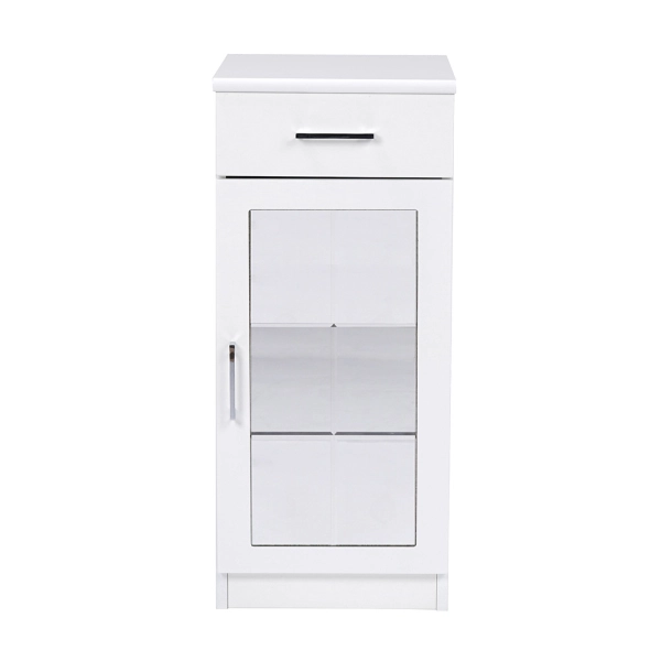 Armoire polyvalente CRYSTAL 1 porte avec miroir blanc