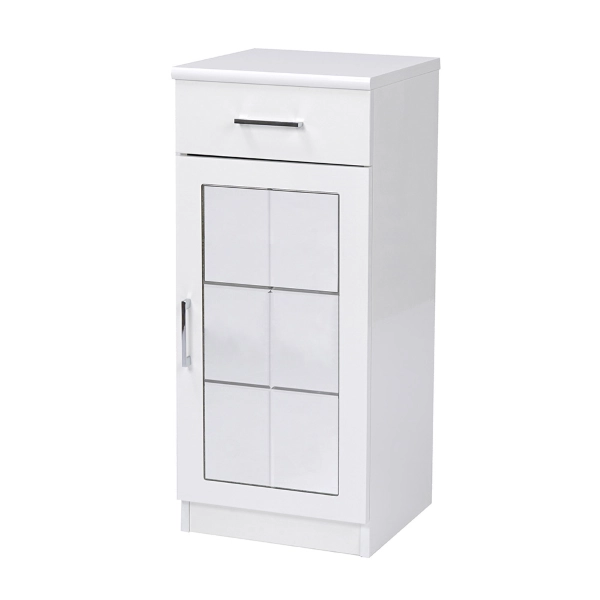 Armoire polyvalente CRYSTAL 1 porte avec miroir blanc