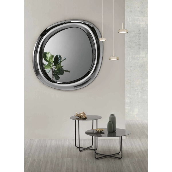 Specchio sagomato MOVE 108x120 cm con cornice curva Fumè