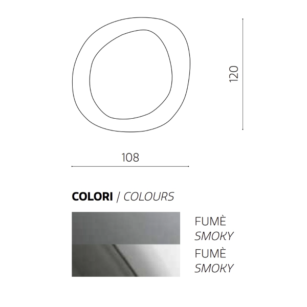 Specchio sagomato MOVE 108x120 cm con cornice curva Fumè