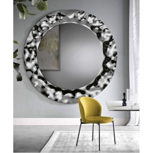Specchio tondo DANCE con cornice in vetro mosso D180 cm Fumè