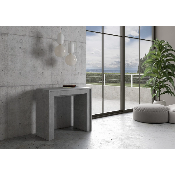Console extensible 90x42/302 cm Mia Gris Béton