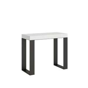 Console extensible 90x40/300 cm Tecno Premium Frêne Blanc cadre Anthracite