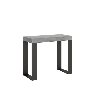 Console extensible 90x40/300 cm Tecno Premium Gris Béton cadre Anthracite