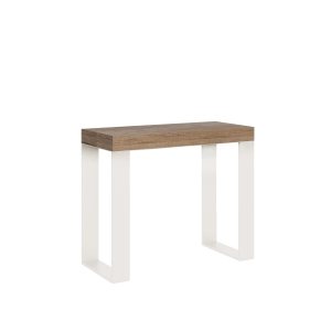 Console Extensible 90x40/300 cm Tecno Chêne Nature cadre Blanc