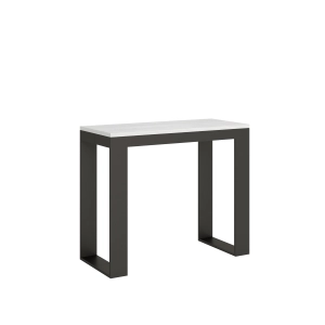 Console extensible 90x40/196 cm Tecno Evolution Small Frêne Blanc cadre Anthracite