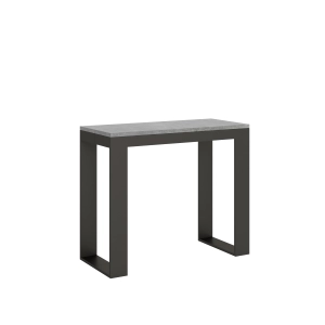 Console extensible 90x40/196 cm Tecno Evolution Small Gris Béton cadre Anthracite