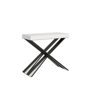 Console extensible 90x40/196 cm Diago Small Premium Frêne Blanc cadre Anthracite