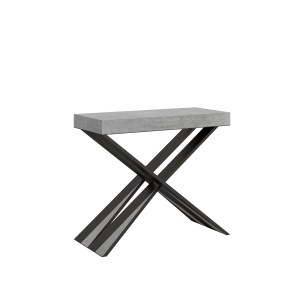 Console extensible 90x40/196 cm Diago Small Premium Gris Béton cadre Anthracite