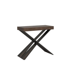 Console extensible 90x40/196 cm Diago Small Premium Noyer cadre Anthracite