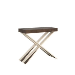 Console extensible 90x40/196 cm Diago Small Noyer cadre Blanc