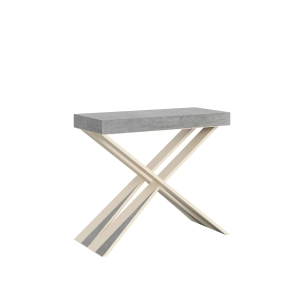 Console extensible 90x40/300 cm Diago Gris Béton cadre Blanc