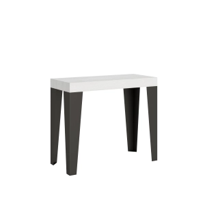 Console extensible 90x40/196 cm Flame Small Premium Frêne Blanc cadre Anthracite