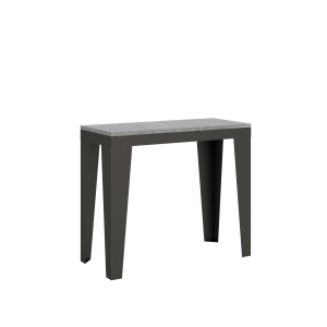 Console extensible 90x40/196 cm Flame Small Evolution Gris Béton cadre Anthracite
