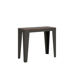 Console extensible 90x40/196 cm Flame Small Evolution Noyer cadre Anthracite