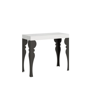 Console extensible 90x40/196 cm Paxon Small Premium Frêne Blanc cadre Anthracite