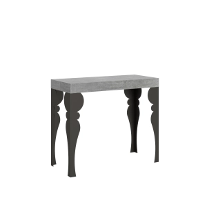Console extensible 90x40/196 cm Paxon Small Premium Gris Béton cadre Anthracite