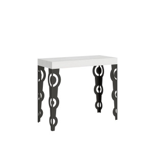 Console extensible 90x40/196 cm Karamay Small Premium Frêne Blanc cadre Anthracite