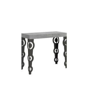 Console extensible 90x40/196 cm Karamay Small Premium Gris Béton cadre Anthracite