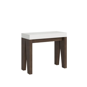Consolle allungabile 90x40/196 cm Naxy Mix Small piano Bianco Frassino - struttura Noce