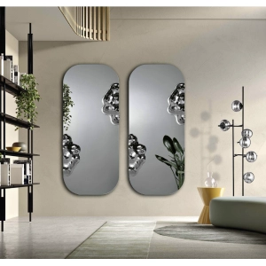 Specchio sagomato CROWN Fumè con inserto in vetro mosso