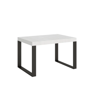 Table extensible 90x120/224 cm Tecno Frêne Blanc cadre Anthracite