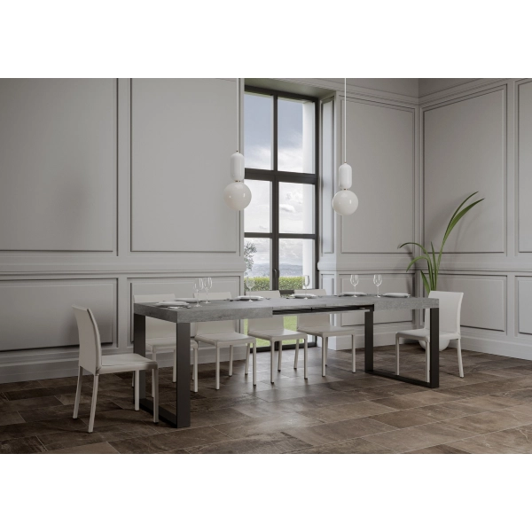 Table extensible 90x120/224 cm Tecno Ciment cadre Anthracite
