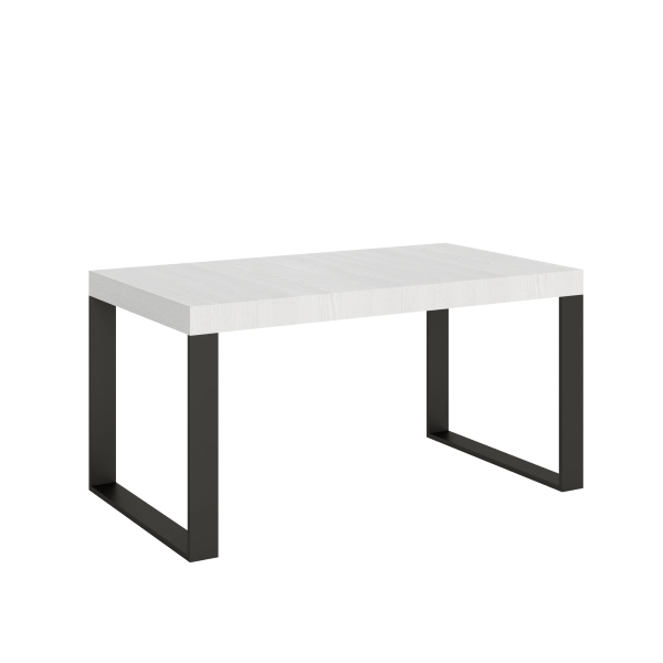 Mesa extensible 90x160/264 cm Tecno Premium Fresno Blanco estructura Antracita
