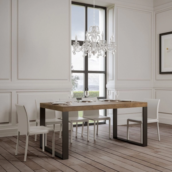 Mesa extensible 90x160/420 cm Tecno Premium Nogal estructura Antracita