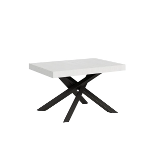 Table extensible 90x120/224 cm Volantis Frêne Blanc cadre Anthracite
