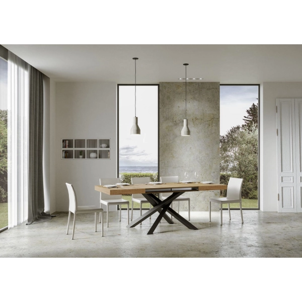 Mesa extensible 90x120/224 cm Volantis Roble Natural estructura Antracita