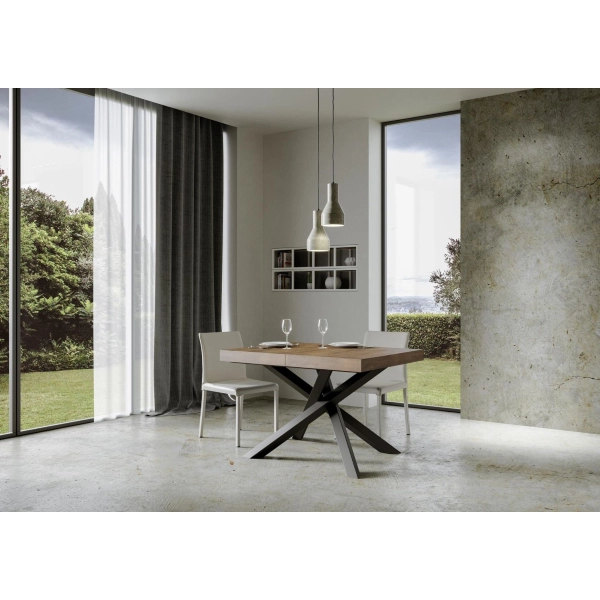Mesa extensible 90x120/224 cm Volantis Nogal estructura Antracita