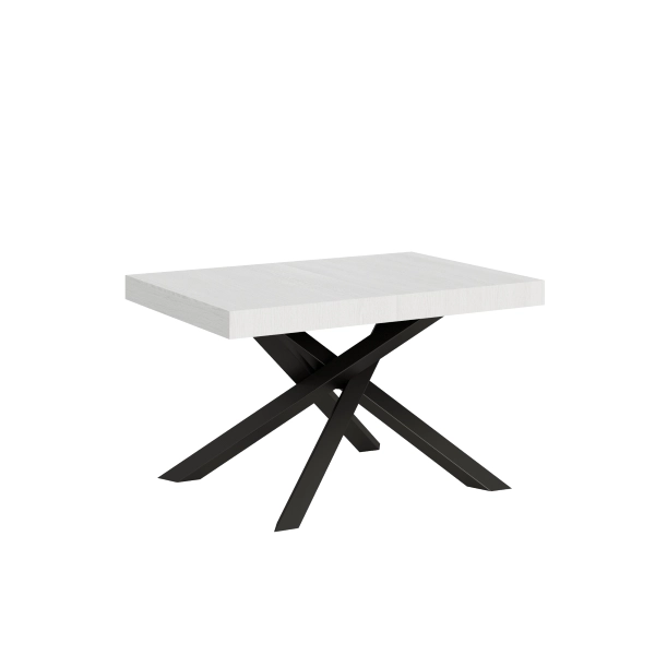 Mesa extensible 90x140/244 cm Volantis Fresno Blanco estructura Antracita