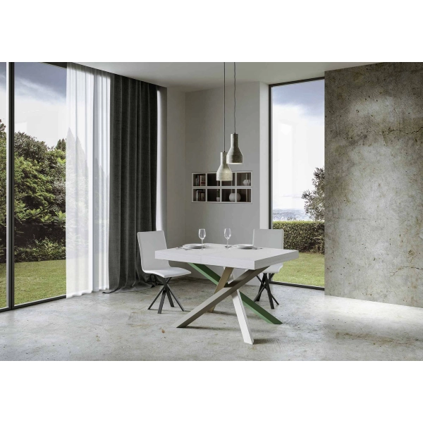 Mesa extensible 90x140/244 cm Volantis Fresno Blanco estructura 4/A