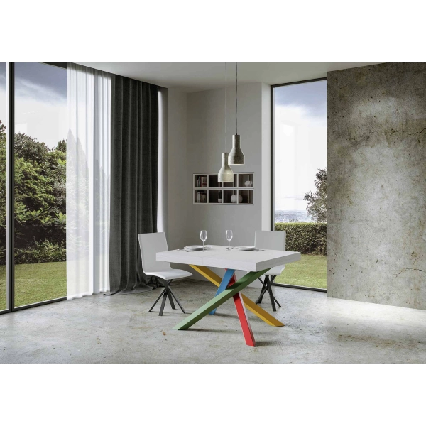 Mesa extensible 90x120/224 cm Volantis Fresno Blanco estructura 4/B