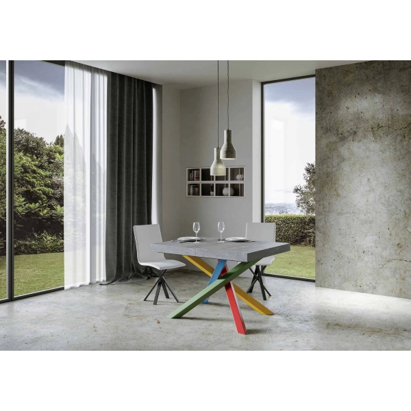 Mesa extensible 90x140/244 cm Volantis Cemento estructura 4/B
