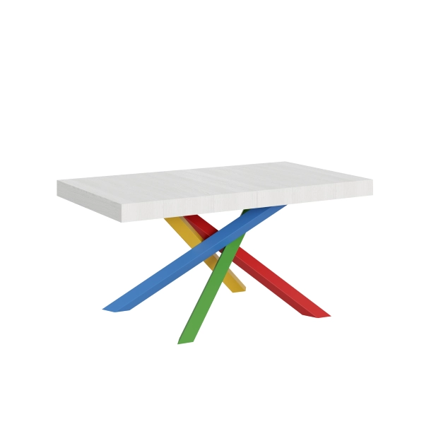 Mesa extensible 90x160/264 cm Volantis Fresno Blanco estructura multicolor 4/B