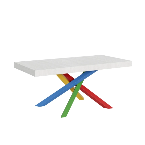 Mesa extensible 90x180/284 cm Volantis Fresno Blanco estructura multicolor 4/B